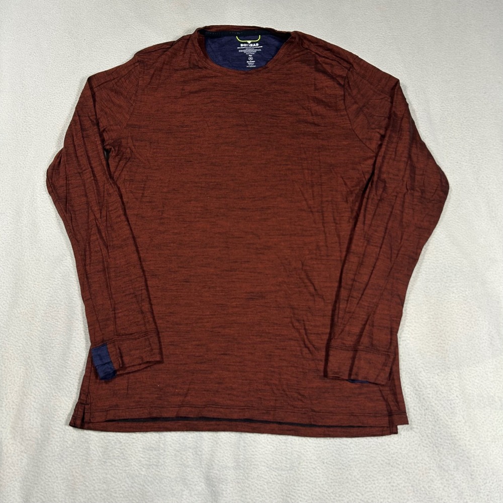 Bombas Merino Wool Tencel Blend Long Sleeve Shirt Mens M Rust Brown Thumbholes